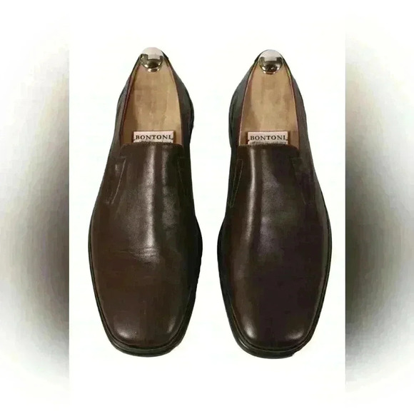 NWOB BALLY BROWN CALFSKIN LEATHER ROGADO SQUARE TOE SLIP ON LOAFERS 10EEE ITALY - Picture 2 of 9